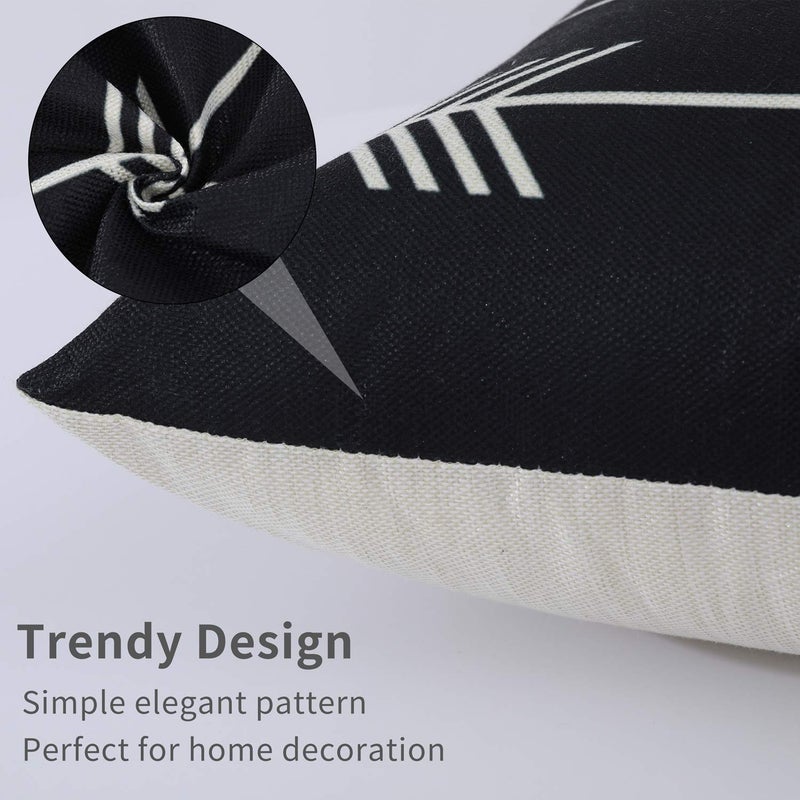 Tosewever Set of 4 Decorative Geometric 16 x 16 Inches Throw Pillow Covers - Modern Pattern Linen Square Pillow Cushion Case for Sofa Couch Bed Home Outdoor Car (16"" x 16""  Black) - Image 5